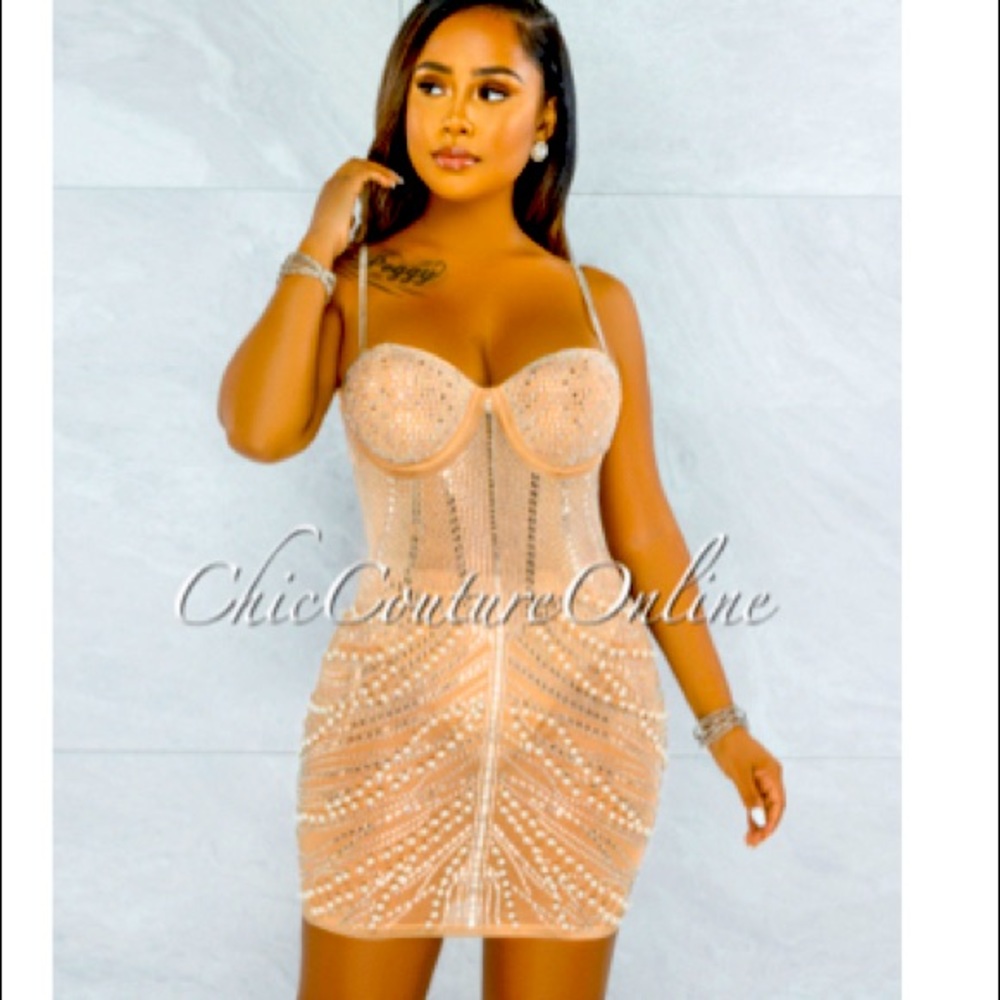 Peron Nude Mesh Dress